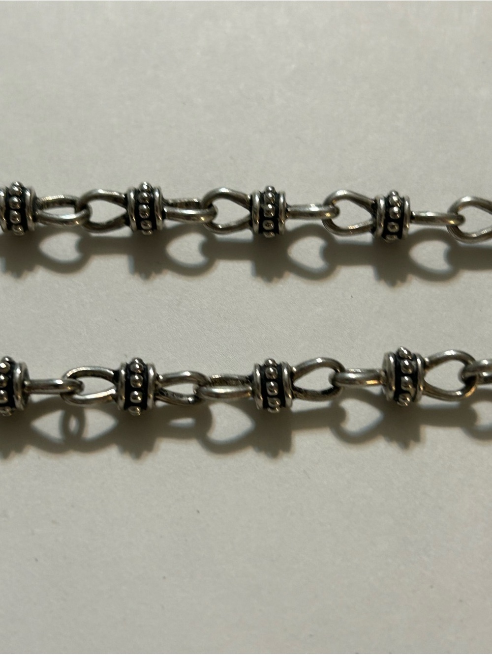 Vintage Brighton Silvertone Caviar Bead Balinese Style Link Chain Necklace